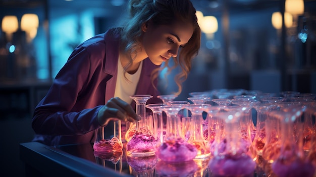 Foto l'abilità di un tecnico di laboratorio nella preparazione della tintura