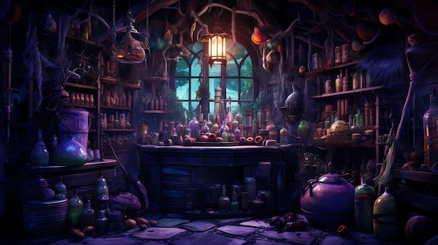 laboratory witch background illustration