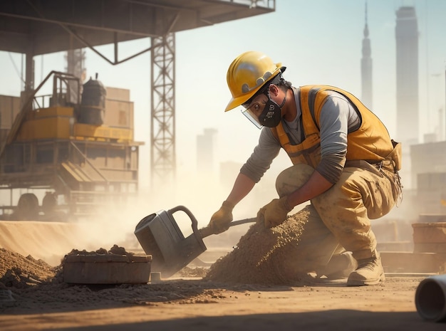 A laborer welding