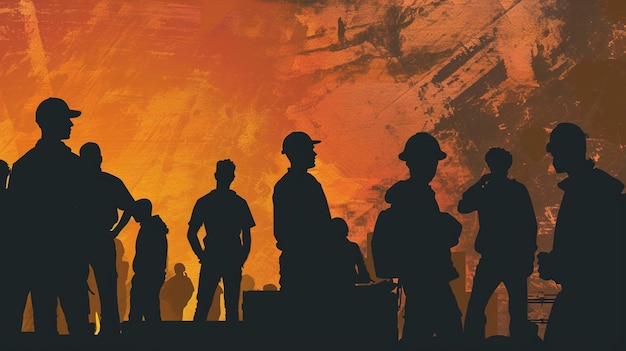 labour day background with silhouettes people