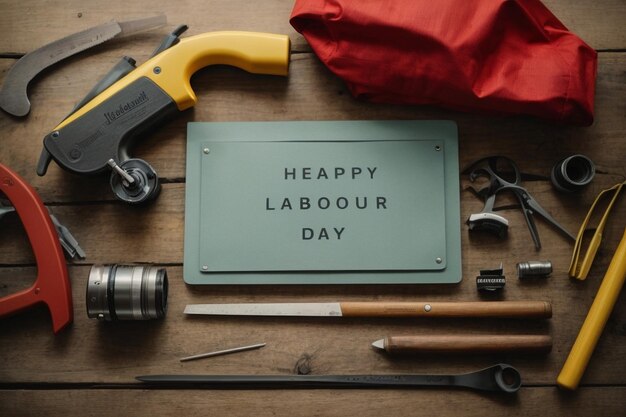 Labour day with greeting and tools ar c