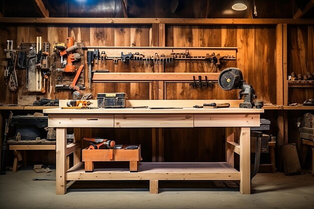 Labouring with Wood A Workbench Showcase of Tools for DIY and Repair Works on Labour Day