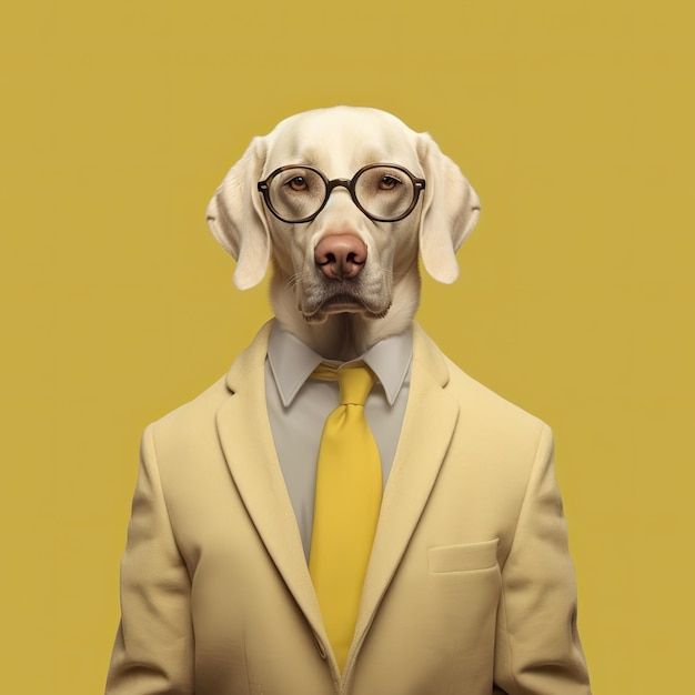 Photo labrador dog wearing a human suit