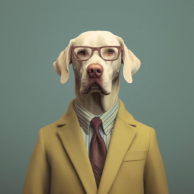 labrador dog wearing a human suit