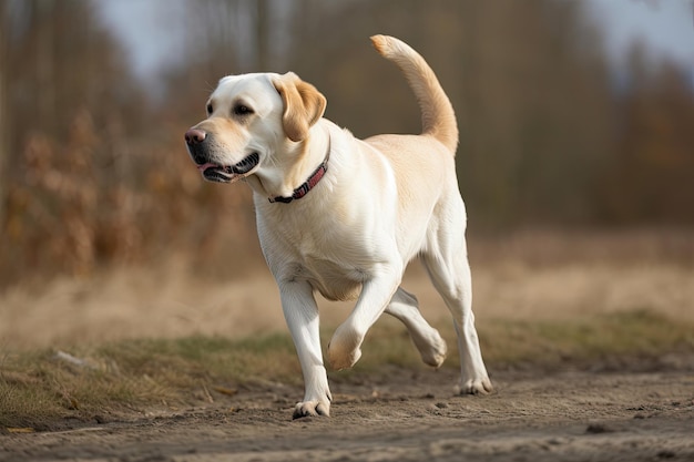Labrador rashond loopt gelukkig in het veld Ai generatief