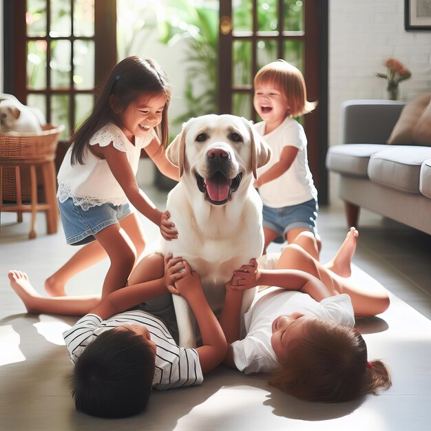 Labrador Retriever beautiful dog happy funny moments Generative Ai