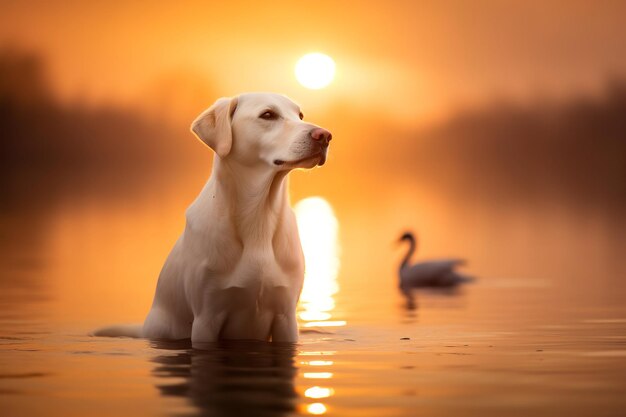 Foto labrador retriever bij het meer