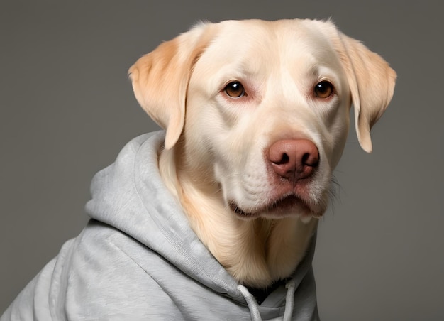 Photo labrador retriever dog wearing a hoodie