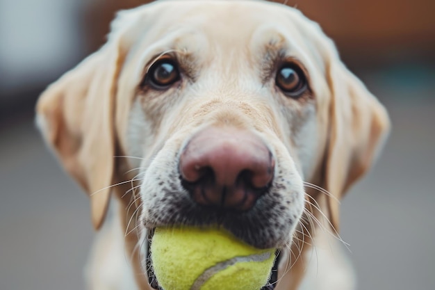 Labrador Retriever met een tennisbal