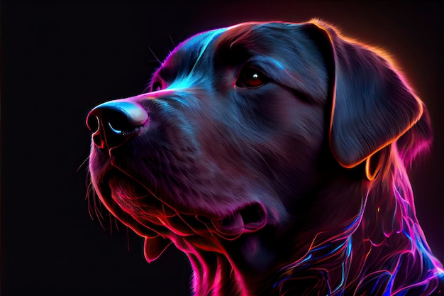 Labrador retriever neon colors Generative AIx9