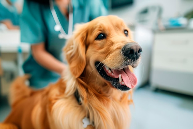 Photo labrador retriever at pet care center