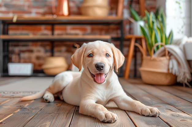 Foto labrador retriever puppy die thuis rust