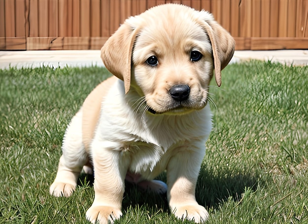 Foto cucciolo di labrador retriever nel cortile