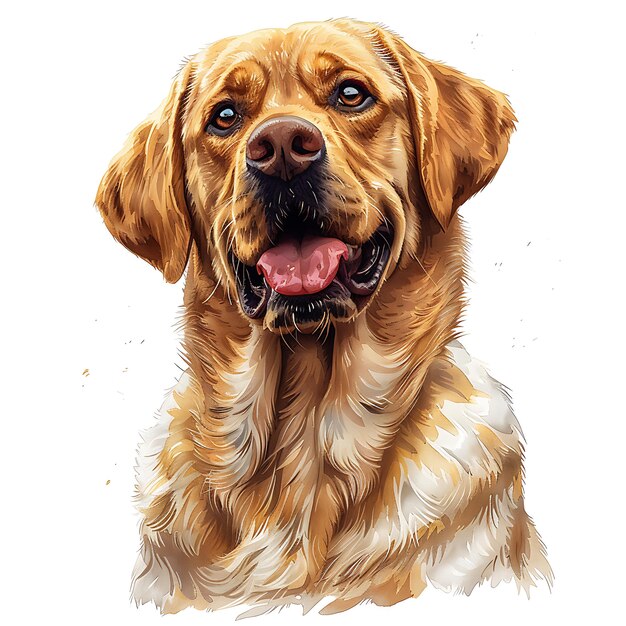 Labrador Retriever Scottish Gun Dog in boeiend met de hand getekend portret voor kaartjes en clip