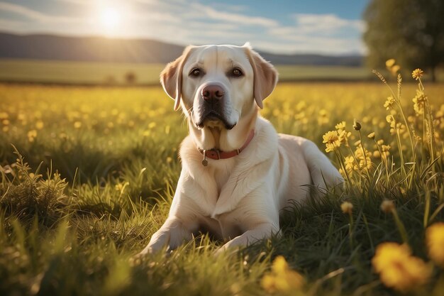 Labrador's Meadow Glistening Golden in the Serene Landscape