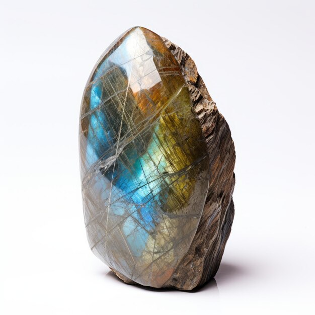 Labradorite Stone Handheld Monumental Forms In Light Yellow And Dark Cyan