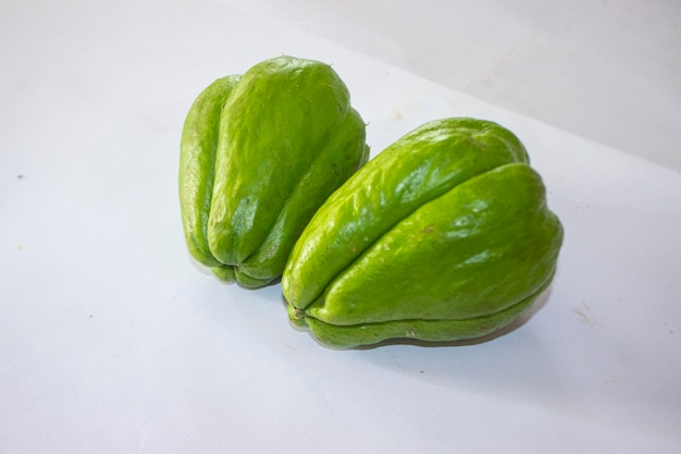 Labu siamjipang or chayote isolated on white background Organic vegetable concept