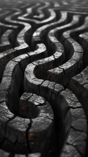 Labyrinth of Challenges Intricate Black Maze Background Generative AI