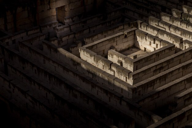 Labyrinth made of stone: conceptual for question, freedom and journey