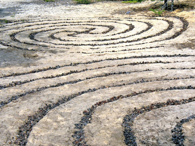 Labyrinth park in the forest