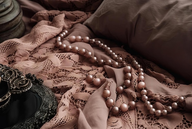 lace and accessories on a bed