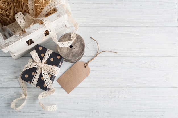 Laces in the wooden box, gift