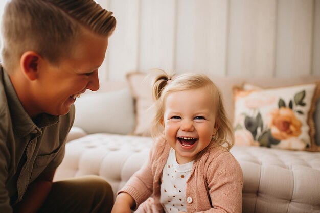 Lachen in de woonkamer Ons huis Leven foto