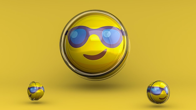 Lachend gezicht met zonnebril 3d emoji render