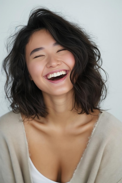 Lachende Aziatische Vrouw Studio Shot Generatieve AI