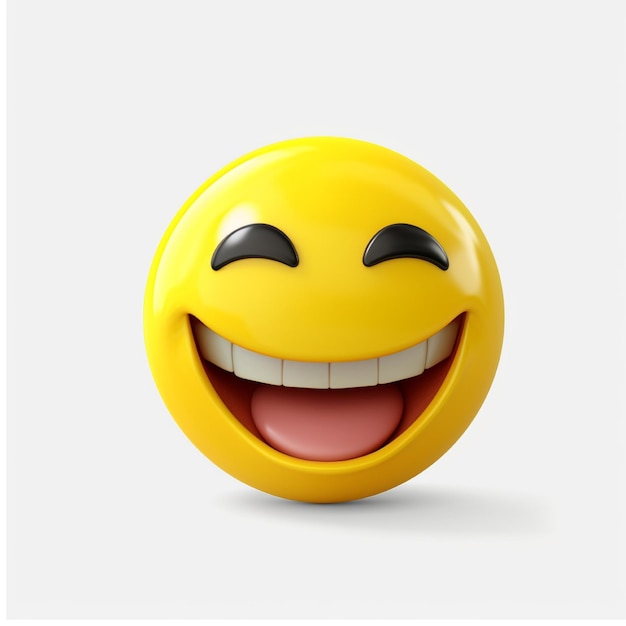 Lachende emoticon Geel gezicht met emoties 3d illustratie