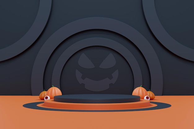 Lachende pompoen 3D illustratie voor feestelijke productweergave herfstviering JackOLantern Halloween Party Concept