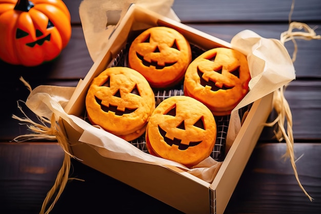 Lachende pompoentraktaties voor Halloween-lekkernijen Genatieve AI