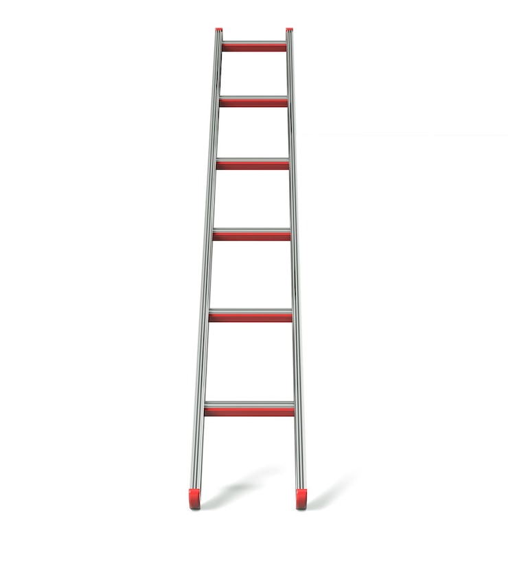 Photo ladder folded isolated on white background 3d rendering