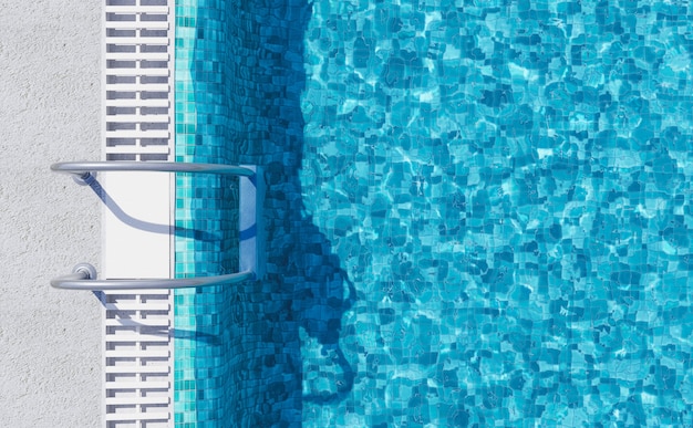 Photo ladder into swimming pool summer background