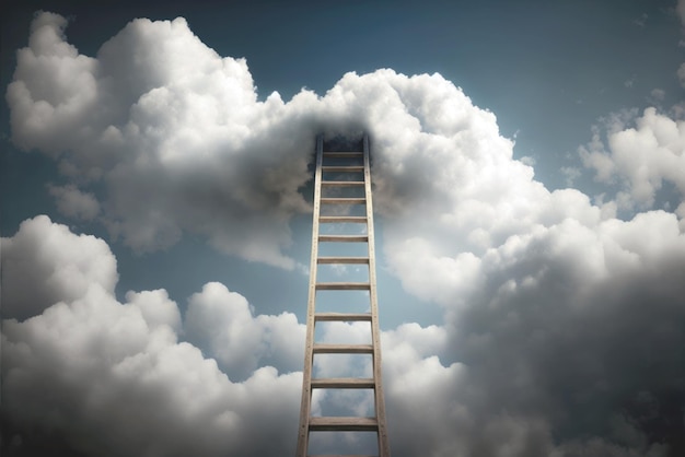 A ladder is reaching out to the clouds.