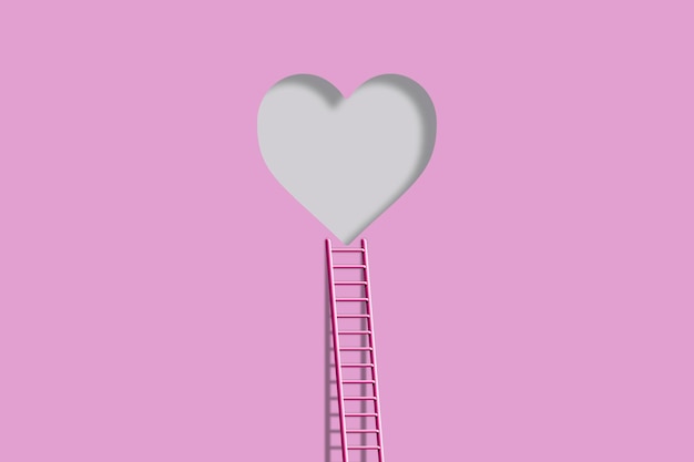 A ladder leading to the heart pastel color wall creative love\
idea