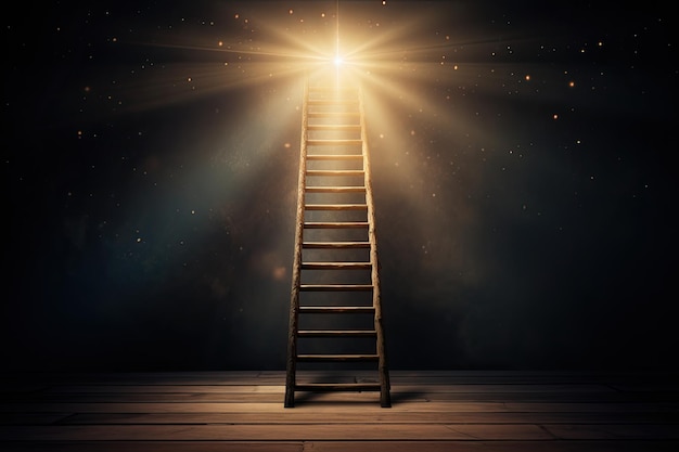 Photo a ladder leads to the light stepbystep success