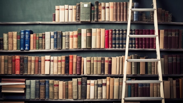 Ladder made of books indicating the importance of continuous learning AI generated