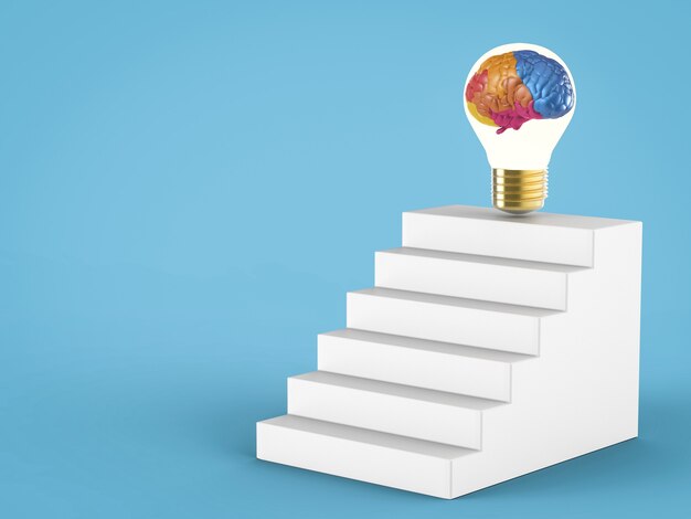 Ladder to success concept with colourful brain and ladder