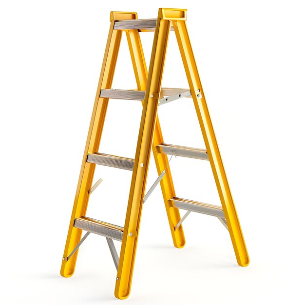 Ladder With Aluminum Body and Yellow Color a Tool Used for R Isolated Clean Blank BG Items Design