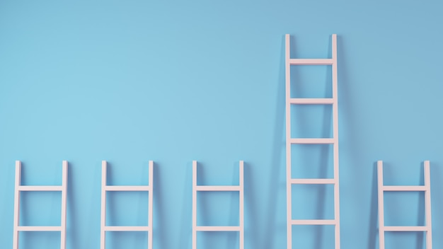 Ladders on a wall, leadership concept 3d rendering