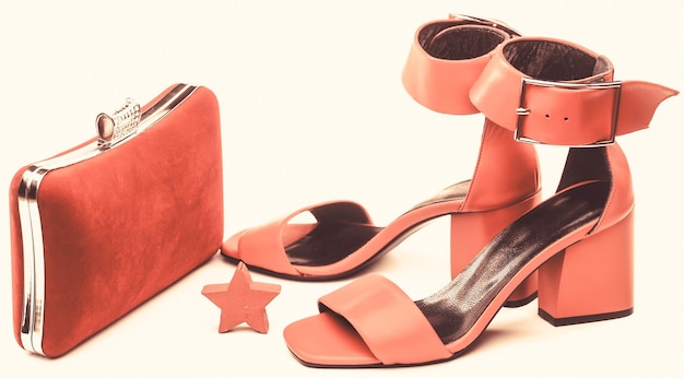 Женская сумка и стильные красные туфли Красочные кожаные туфли на шпильках Стильная классическая женская кожаная обувь