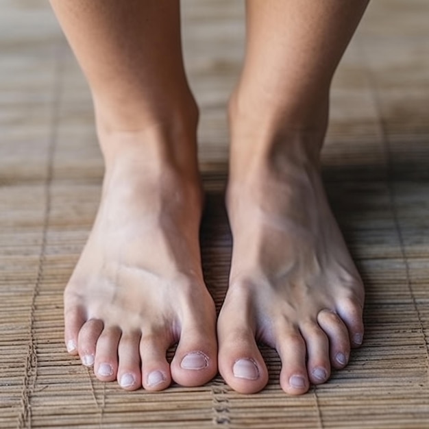 女子の足は水のバラに