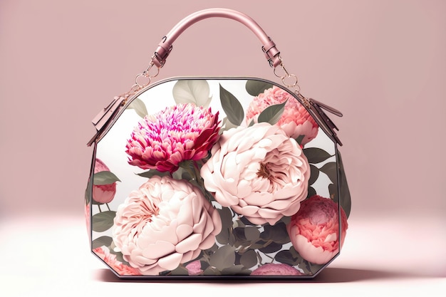 Ladies handbag decorated with flowers