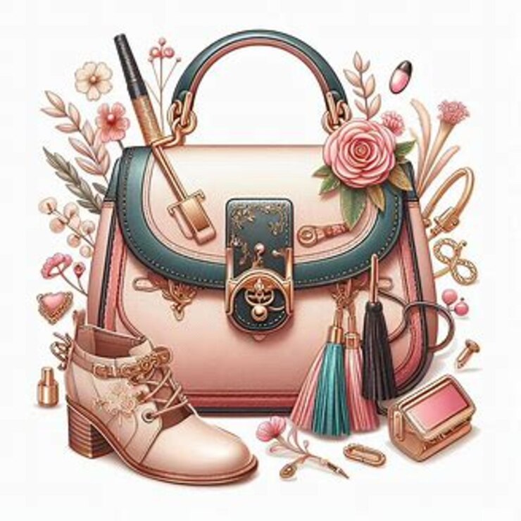 a ladies handbag with flowers on the front