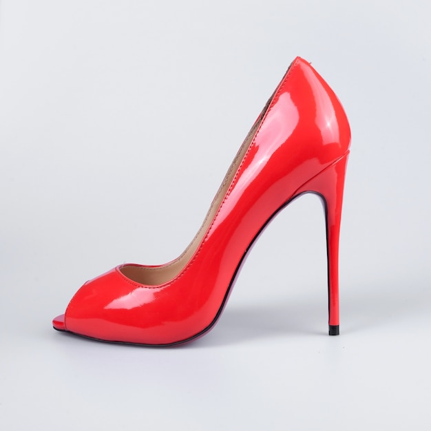 Ladies red patent leather shoes