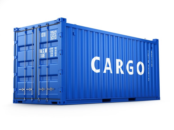 Foto lading verschepende container geïsoleerd op wit. levering. 3d