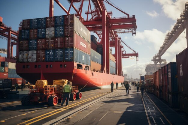 Lading wordt geladen op een vrachtschip Generatieve AI