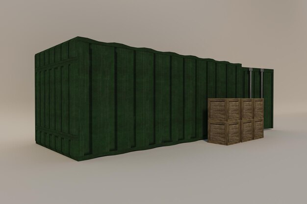 Foto ladingcontainer geïsoleerd op witte achtergrond 3d-weergave