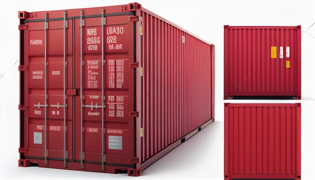 Ladingscontainer die op witte achtergrondgeneratieve ai wordt geïsoleerd